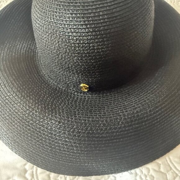 Eric Javits Hampton Hat Packable Squishee Floppy 50+ UPF Woven Beach Black - Picture 3 of 5